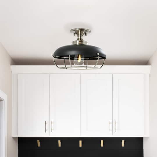 Hello Honey® 13" Wide Caged Dome Metal Semi-Flush Mount Ceiling Light